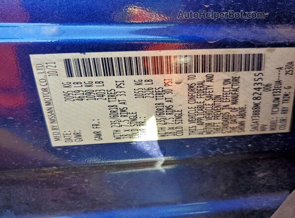 5N1AT3BB8MC824355 2021 NISSAN ROGUE Blue Vista interior de 360 grados