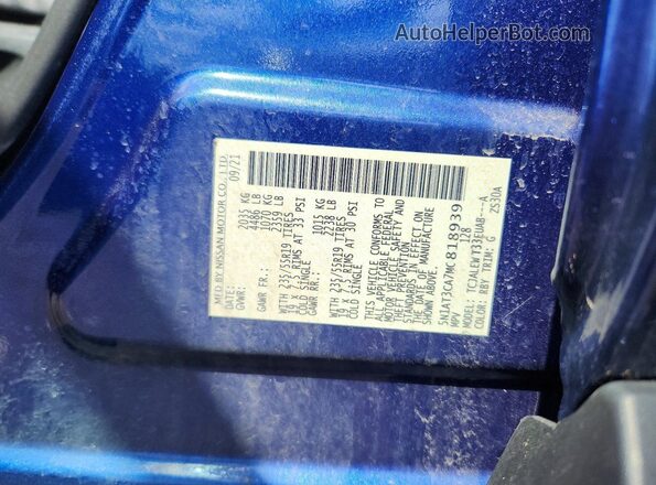 5N1AT3CA7MC818939 2021 NISSAN ROGUE Blue Widok naklejki z numerem VIN