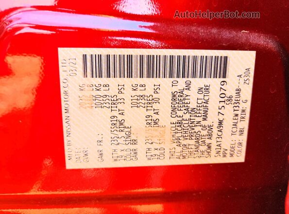 5N1AT3CA9MC751079 2021 NISSAN ROGUE Red Widok komory silnika