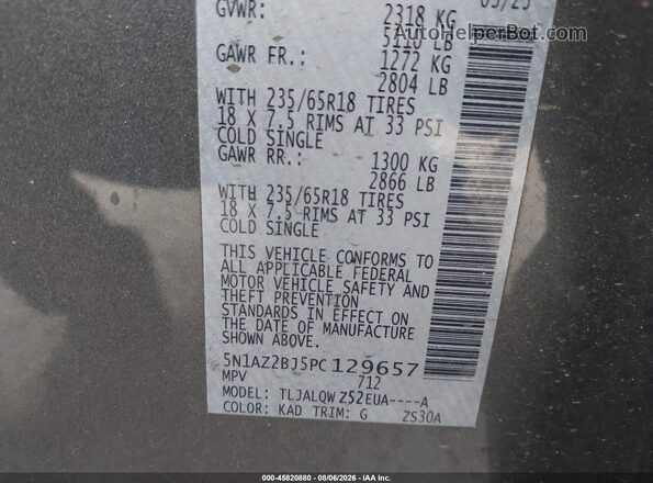 5N1AZ2BJ5PC129657 2023 NISSAN MURANO Gray Widok komory silnika