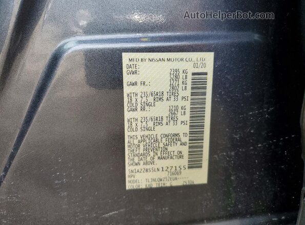 5N1AZ2BS5LN127155 2020 NISSAN MURANO Gray VIN sticker view