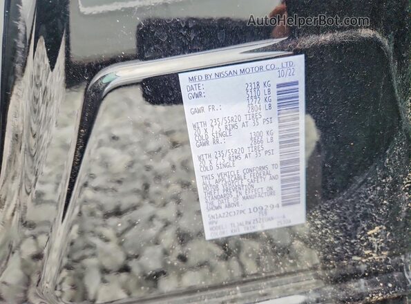 5N1AZ2CJ7PC109294 2023 NISSAN MURANO Black Vista de la etiqueta del VIN