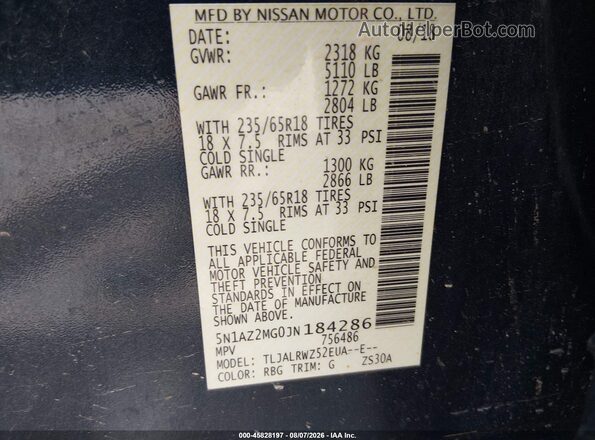 5N1AZ2MG0JN184286 2018 NISSAN MURANO Gray Widok komory silnika