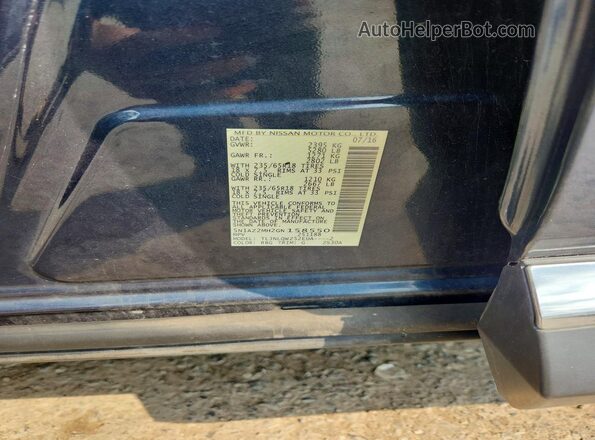 5N1AZ2MH2GN158550 2016 NISSAN MURANO Blue VIN კოდის სტიკერის ხედი