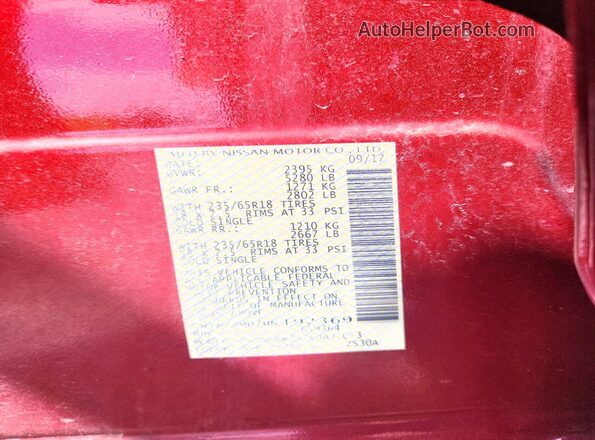 5N1AZ2MH7HN192369 2017 NISSAN MURANO Красный Вид наклейки с VIN-кодом