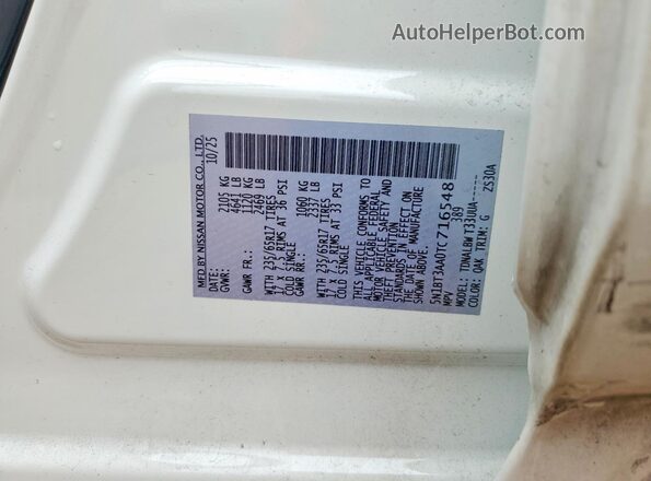 5N1BT3AA0TC716548 2026 NISSAN ROGUE White Widok naklejki z numerem VIN