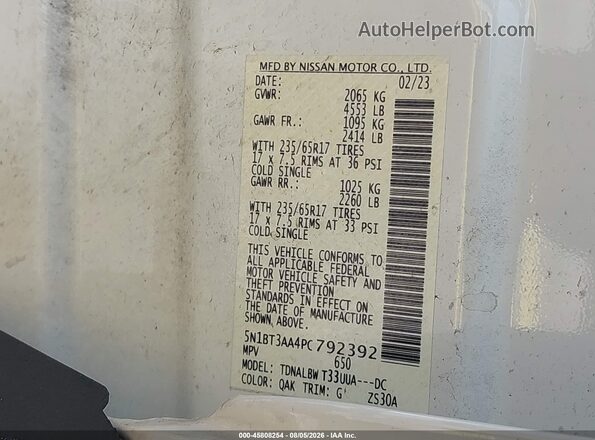 5N1BT3AA4PC792392 2023 NISSAN ROGUE White Engine compartment view