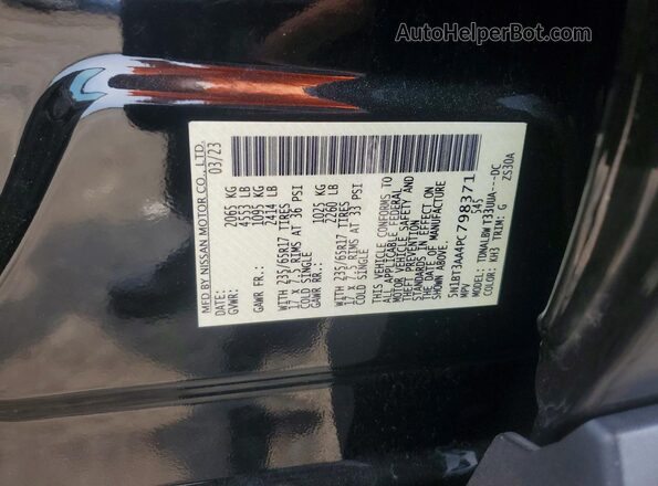 5N1BT3AA4PC798371 2023 NISSAN ROGUE Black VIN sticker view