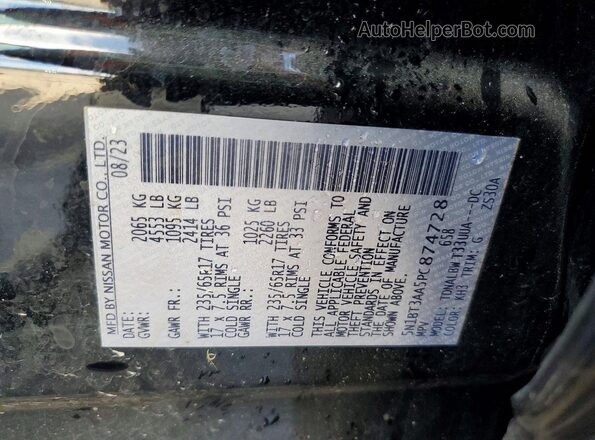 5N1BT3AA5PC874728 2023 NISSAN ROGUE Black VIN კოდის სტიკერის ხედი