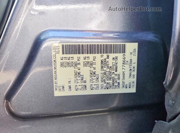 5N1BT3AA6PC778669 2023 NISSAN ROGUE Gray VIN sticker view