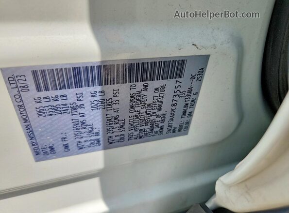 5N1BT3AAXPC873557 2023 NISSAN ROGUE White Вид наклейки з VIN-кодом