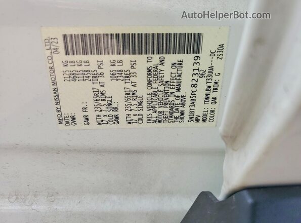 5N1BT3AB5PC823139 2023 NISSAN ROGUE White ძრავის განყოფილების ხედი