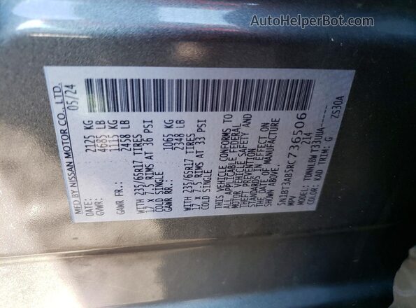 5N1BT3AB5RC736506 2024 NISSAN ROGUE Gray VIN კოდის სტიკერის ხედი