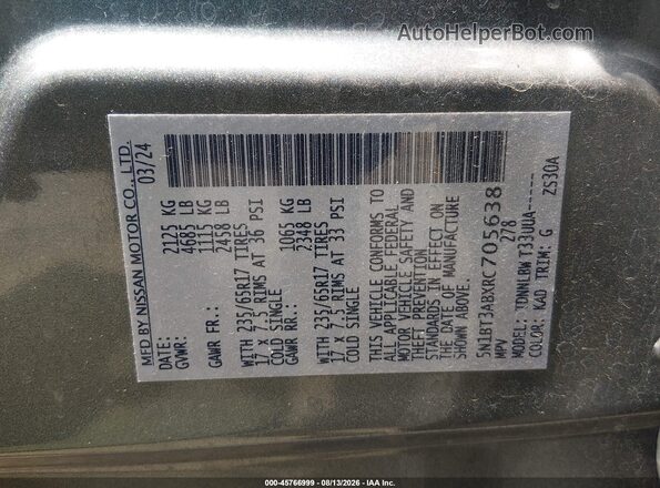 5N1BT3ABXRC705638 2024 NISSAN ROGUE Gray Շարժիչի բաժամունքի տեսք