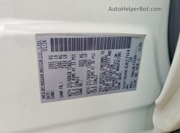 5N1BT3BA4RC682704 2024 NISSAN ROGUE White Вид наклейки з VIN-кодом