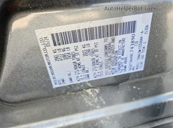 5N1BT3BA4RC743890 2024 NISSAN ROGUE Gray Вид наклейки з VIN-кодом