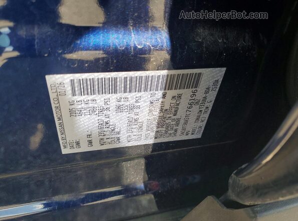 5N1BT3BA5TC766196 2026 NISSAN ROGUE Blue VIN კოდის სტიკერის ხედი