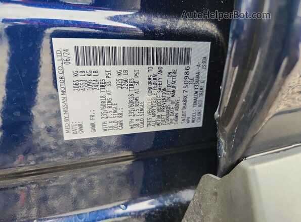 5N1BT3BA8RC750986 2024 NISSAN ROGUE Blue Սալոնի 360 աստիճան տեսք