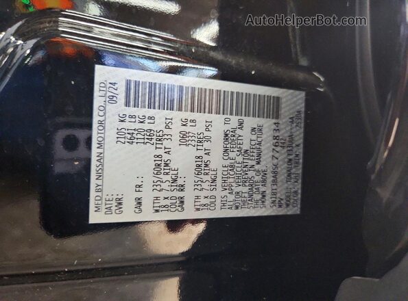 5N1BT3BA8SC776834 2025 NISSAN ROGUE Черный Вид наклейки с VIN-кодом