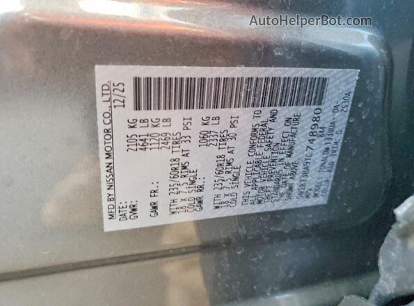 5N1BT3BA9TC748980 2026 NISSAN ROGUE Gray Vista de la etiqueta del VIN