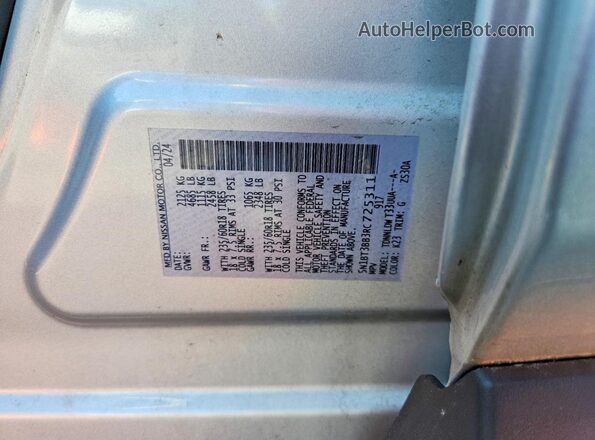 5N1BT3BB3RC725311 2024 NISSAN ROGUE Серебряный Вид наклейки с VIN-кодом