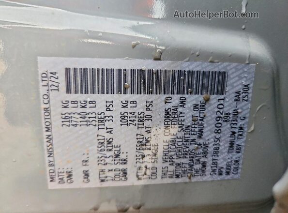 5N1BT3BB3SC809201 2025 NISSAN ROGUE Charcoal VIN sticker view