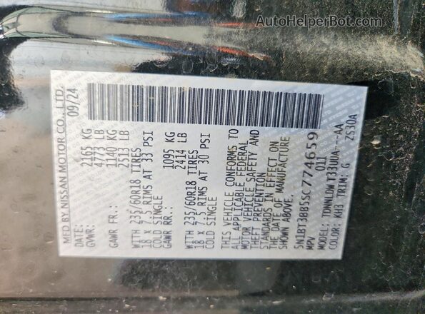 5N1BT3BB5SC774659 2025 NISSAN ROGUE Black Vista interior de 360 grados