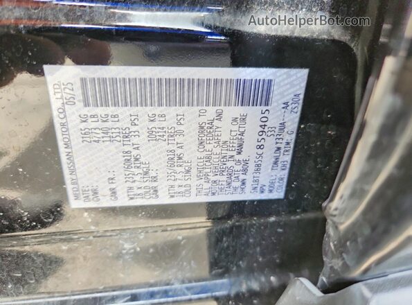 5N1BT3BB5SC859405 2025 NISSAN ROGUE Black VIN sticker view