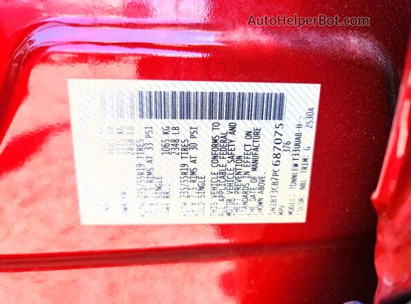 5N1BT3CB7PC687075 2023 NISSAN ROGUE Maroon VIN კოდის სტიკერის ხედი