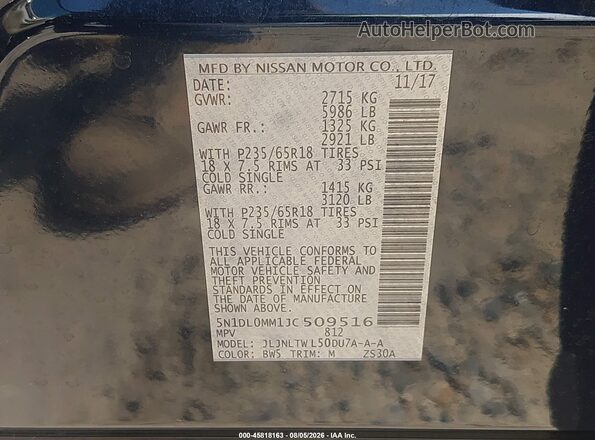 5N1DL0MM1JC509516 2018 INFINITI QX60 Dark Blue Engine compartment view
