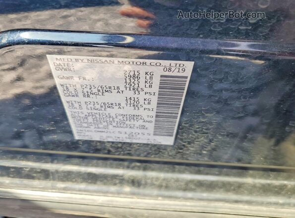 5N1DL0MM2LC512055 2020 INFINITI QX60 Blue Widok naklejki z numerem VIN