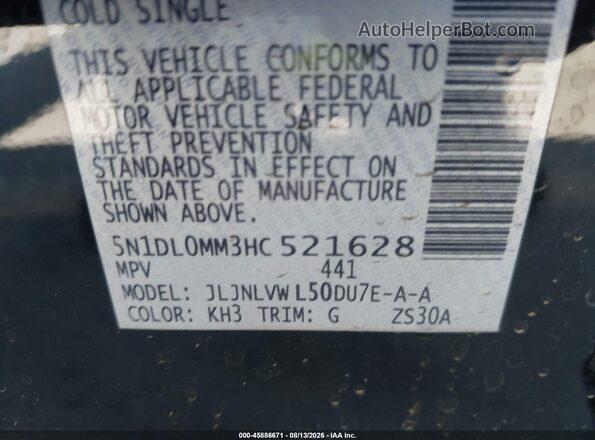 5N1DL0MM3HC521628 2017 INFINITI QX60 Черный Вид подкапотного пространства