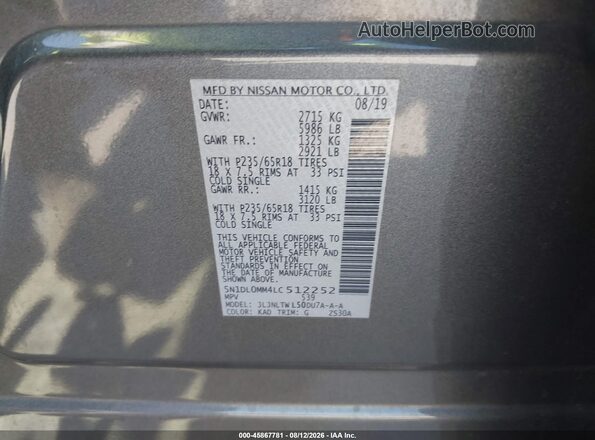 5N1DL0MM4LC512252 2020 INFINITI QX60 Gray Widok komory silnika