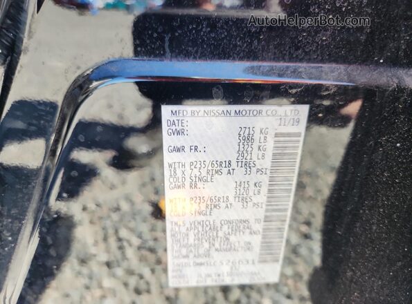 5N1DL0MM5LC526631 2020 INFINITI QX60 Black VIN կոդի պիտակի տեսք