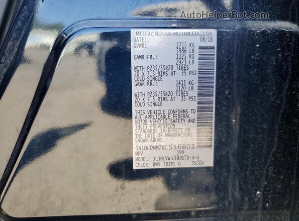 5N1DL0MM7KC516603 2019 INFINITI QX60 Blue Սալոնի 360 աստիճան տեսք