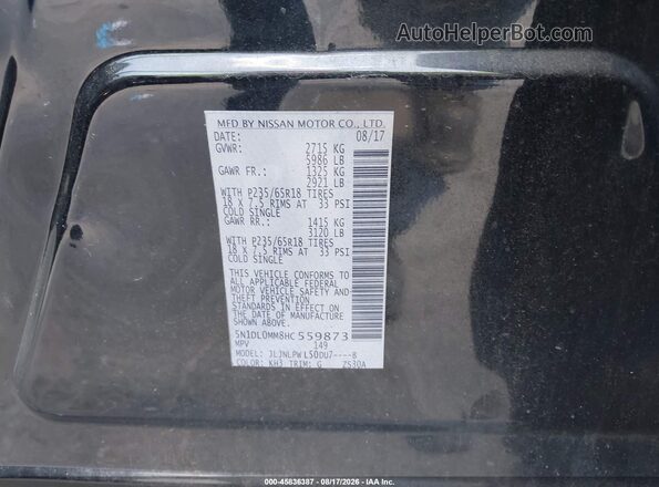5N1DL0MM8HC559873 2017 INFINITI QX60 Black ძრავის განყოფილების ხედი