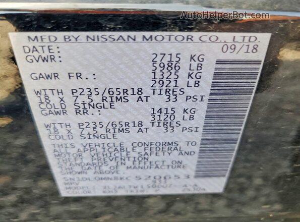5N1DL0MN8KC520653 2019 INFINITI QX60 Black 
