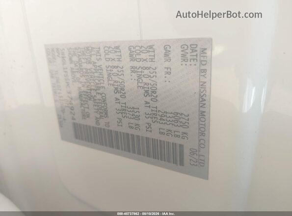 5N1DL1FS5PC374924 2023 INFINITI QX60 Белый Вид подкапотного пространства