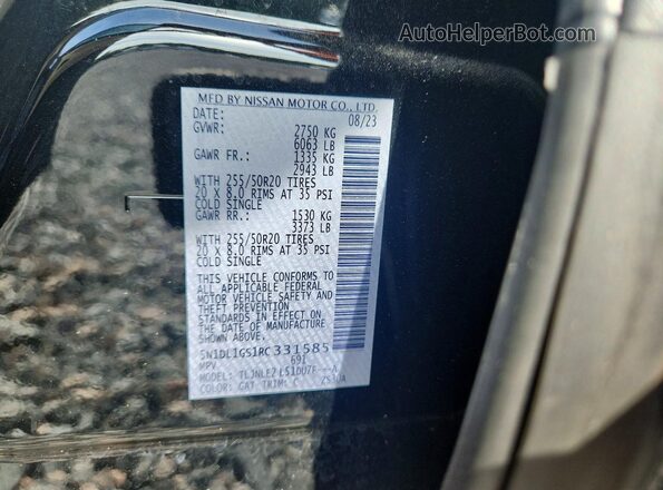5N1DL1GS1RC331585 2024 INFINITI QX60 Black Vista de la etiqueta del VIN
