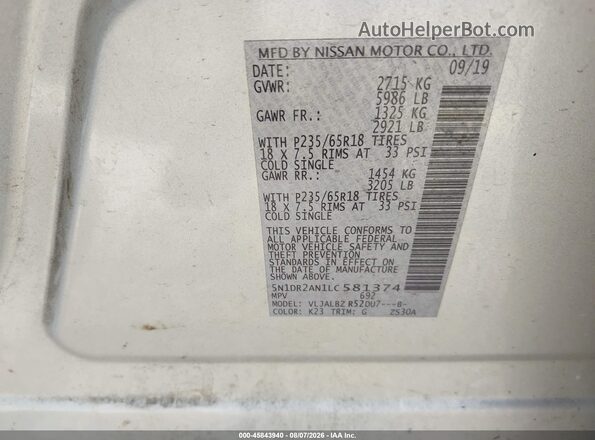 5N1DR2AN1LC581374 2020 NISSAN PATHFINDER Silver Engine compartment view