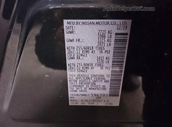 5N1DR2BM6LC596393 2020 NISSAN PATHFINDER Green Engine compartment view