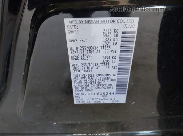 5N1DR2BN2LC605244 2020 NISSAN PATHFINDER Black ძრავის განყოფილების ხედი