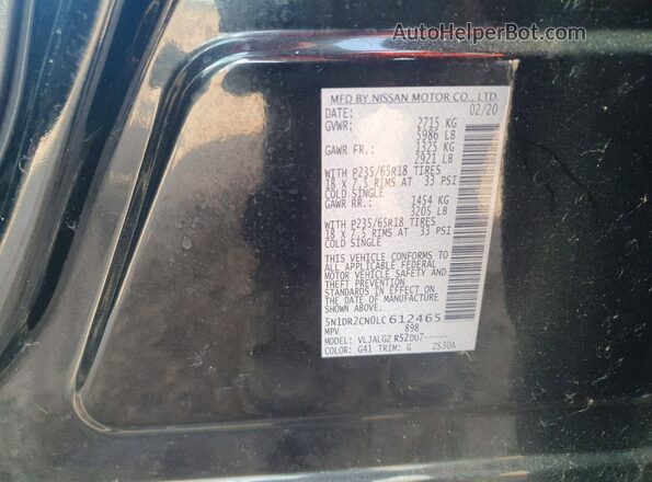 5N1DR2CN0LC612465 2020 NISSAN PATHFINDER Black Vista del compartimento del motor