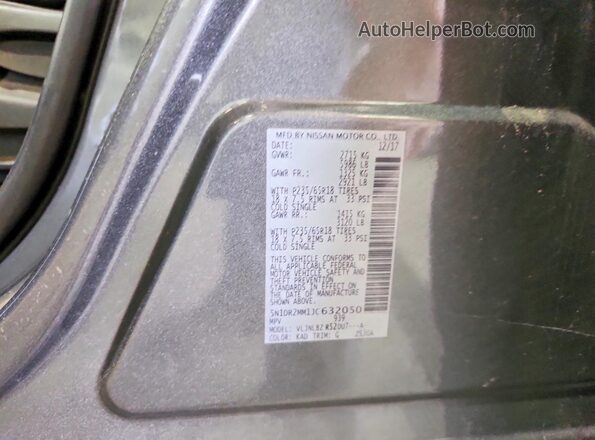 5N1DR2MM1JC632050 2018 NISSAN PATHFINDER Silver VIN կոդի պիտակի տեսք