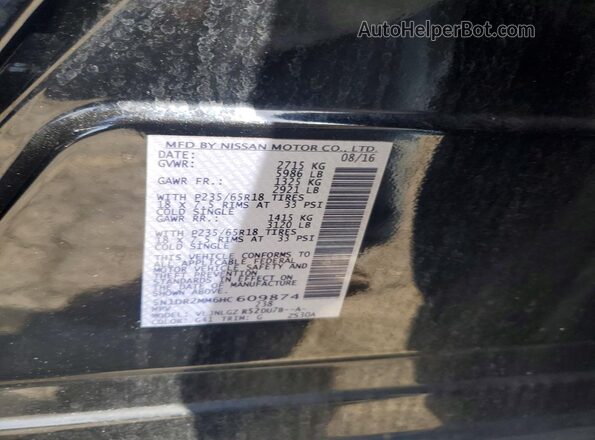 5N1DR2MM6HC609874 2017 NISSAN PATHFINDER Black Widok wnętrza 360 stopni