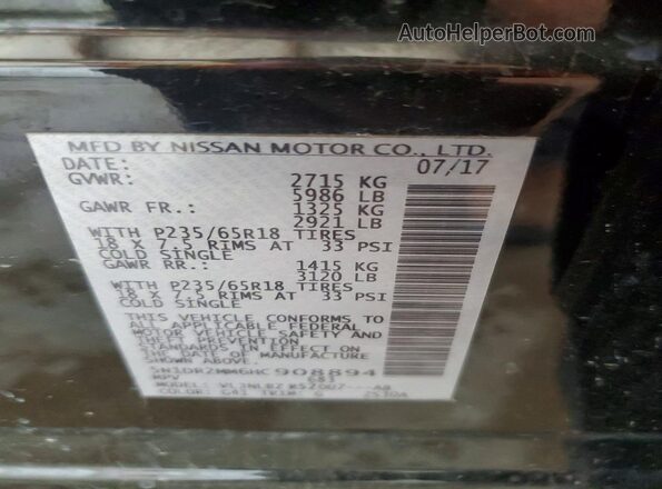 5N1DR2MM6HC908894 2017 NISSAN PATHFINDER Black Widok naklejki z numerem VIN