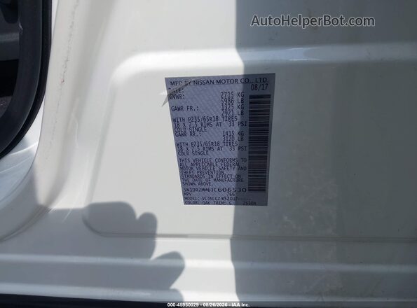 5N1DR2MM6JC606530 2018 NISSAN PATHFINDER White ძრავის განყოფილების ხედი