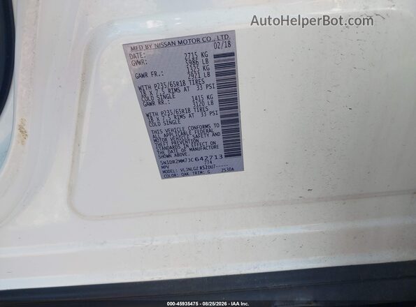 5N1DR2MM7JC642713 2018 NISSAN PATHFINDER White Engine compartment view