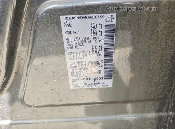 5N1DR2MN1HC656903 2017 NISSAN PATHFINDER Серый Панорамный вид салона 360°