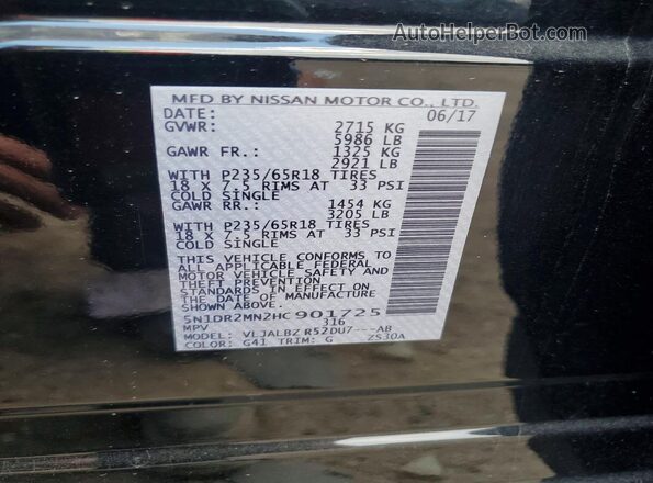 5N1DR2MN2HC901725 2017 NISSAN PATHFINDER Black VIN sticker view